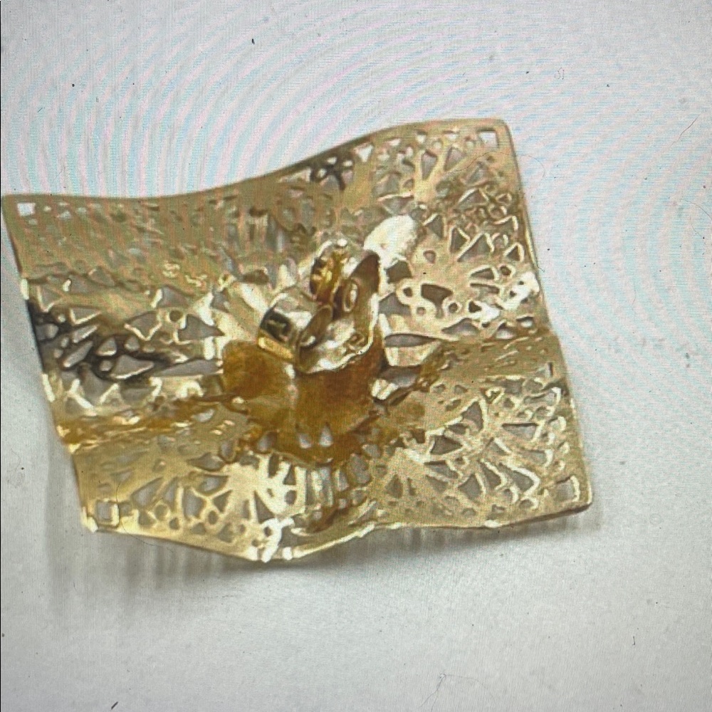 14K Gold Filigree Square Statement Earrings - Women Jewelry - Picture 5 of 14
